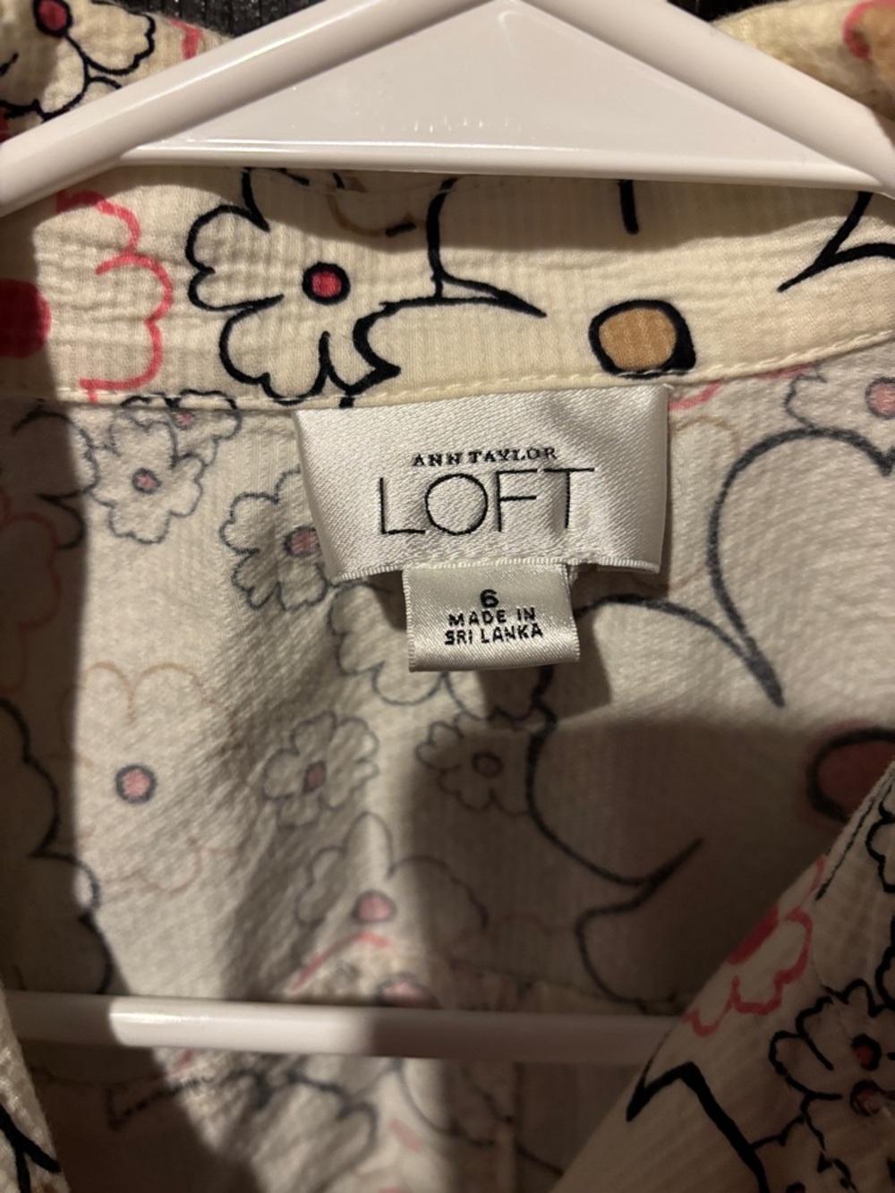 LOFT Cream Floral Blazer with Pink and Black Accents - Picture 2 of 4
